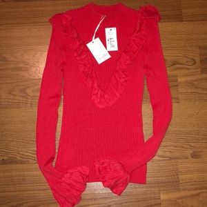 BNWT SCRIPTED WOMANS RED FITTED SWEATER M